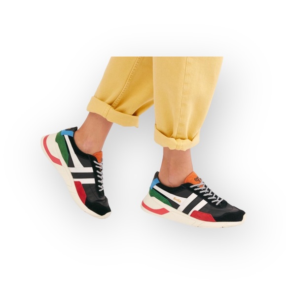 Gola aso Free People ψ Eclipse Trident Comfort Trainers Suede Sneakers ψ Black - Picture 15 of 16